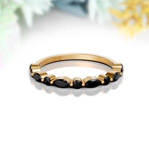 Black Onyx Eternity Band 14K Solid Gold Eternity Ring Matching Band Black Gemstone Wedding Ring Onyx Dainty Stacking Ring Engagement Ring