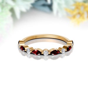 Garnet Eternity Band 14K Solid Gold Eternity Ring January Birthstone Matching Band Garnet Gemstone Wedding Ring Dainty Stacking Ring