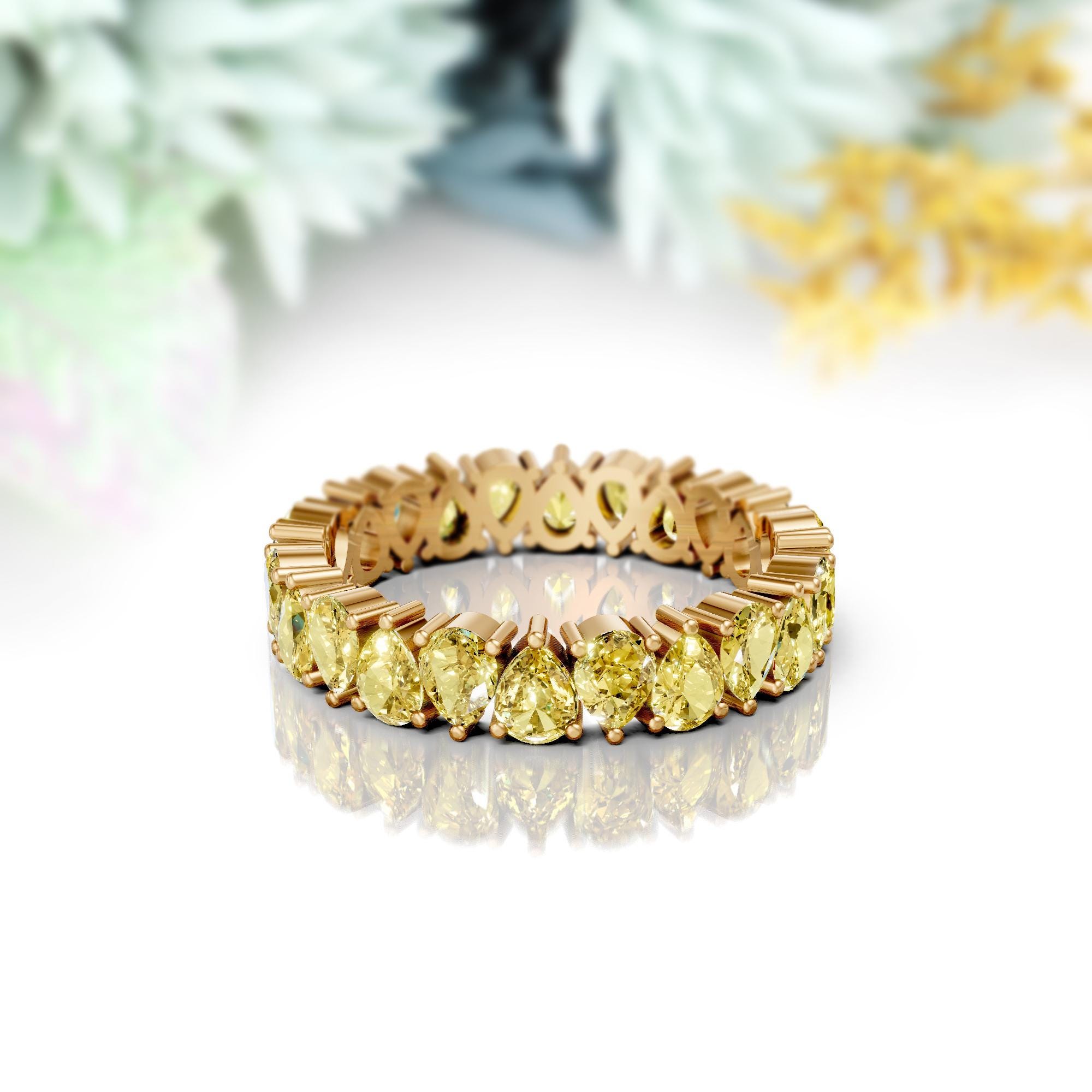 Yellow Sapphire Eternity Band 14K Gold Full Eternity Ring September Birthstone Matching Band Gemstone Wedding Engagement Stacking Ring