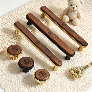 ウォールナット材のキャビネット取っ手、ワードローブ、ドレッサー、引き出し、キッチンキャビネット用のモダンな木製ハンドル、ナチュラルなホームデコレーション、新築祝いのギフト