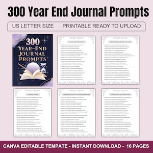 300 ideas para un diario de fin de año, imprimibles, minimalistas, reflexiones, fin de año, gratitud, desafíos y crecimiento.