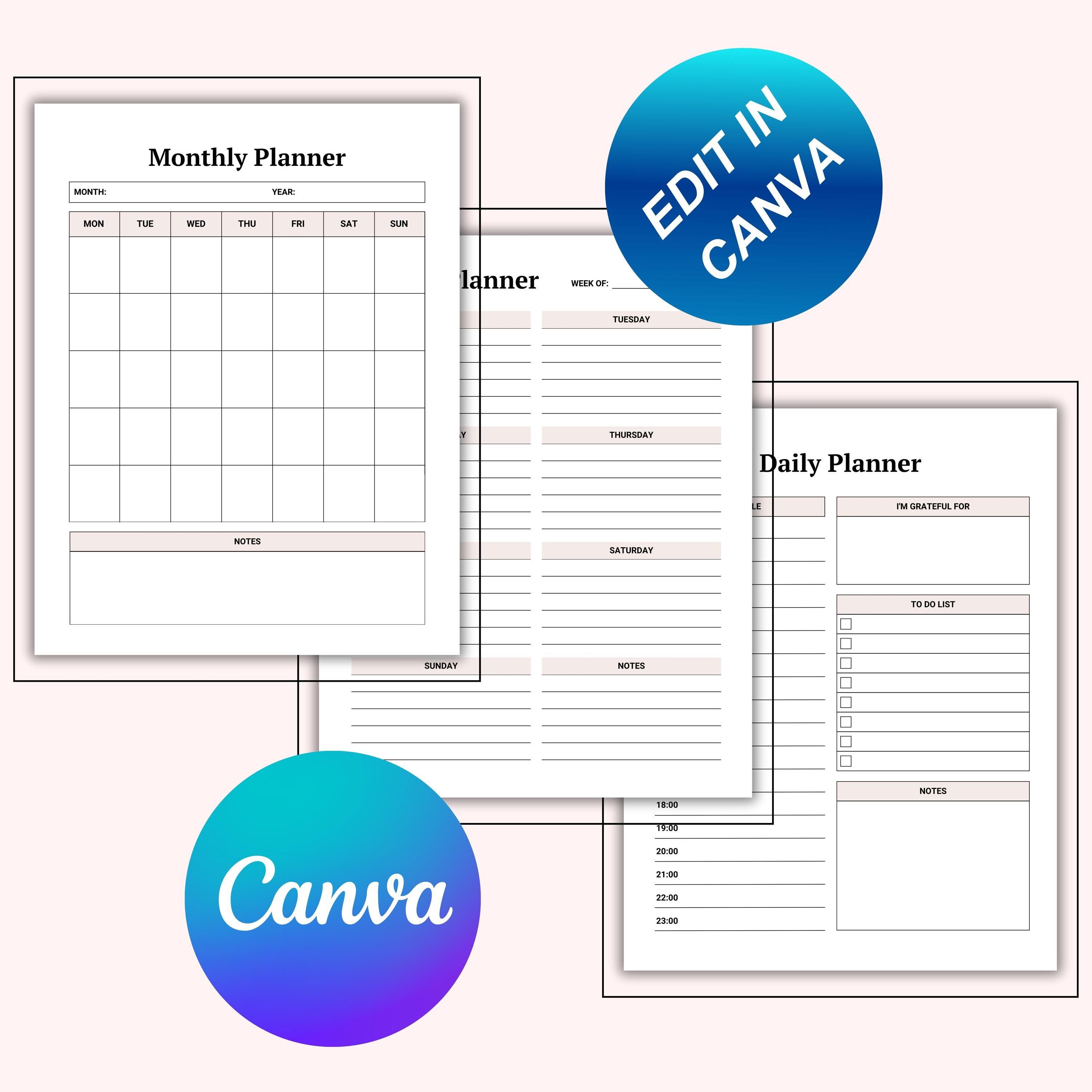 Editable Fitness & Meal Planner Canva Template: Wellness Journal PDF - Etsy