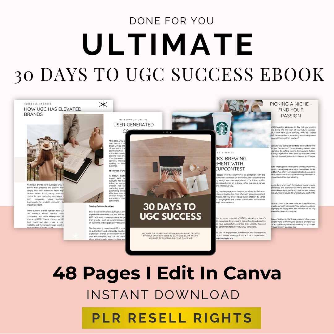 30 Days to UGC Success Ebook: PLR & MRR Digital Marketing Guide - Etsy