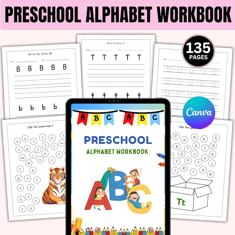 Preschool Alphabet Workbook: 100+ Printable Learning Pages (PDF ...