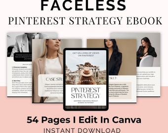 Pinterest Marketing PLR eBook: Faceless Strategy Guide (54-Page Canva Template, MRR)