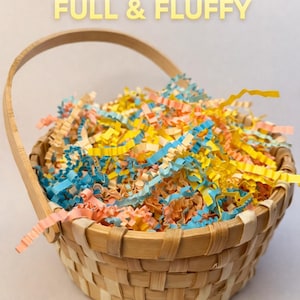 Pastel Easter Basket Grass – Thick Cut Crinkle Paper Filler – Spring Gift Box Shred – Blue Pink Yellow Basket Stuffing