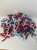 Patriotic Crinkle Cut Paper Filler – Red White Blue Shred – 4th of July Gift Basket Grass – USA Packaging Filler