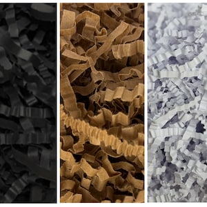 Pacchetto di carta neutra effetto arricciato – Riempimento per cesti regalo bianco, marrone kraft e nero – Imballaggio per piccole imprese – Taglio spesso – Prodotto negli Stati Uniti