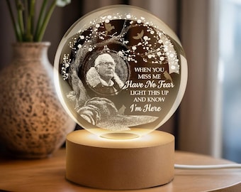 Custom Photo Crystal Globe Lamp, Personalized Memorial Gift