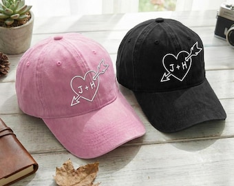 Custom Couple Embroidery Hat, Matching Valentine Cap, Personalized Gift for Boyfriend Girlfriend