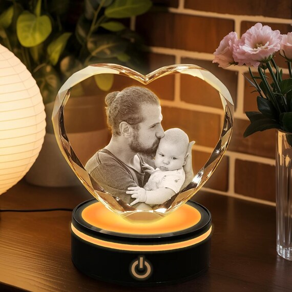 Baby 3D Crystal Photo Night Lamp – Personalized LED Picture Light, Custom Engraved Crystal Gift for Mom, Dad, Wife, Husband, Anniversary