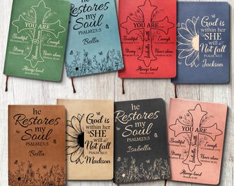 Personalized Christian Journal for Her with Bible Scripture Study, Custom Prayer Notebook and Religious Catholic Gift