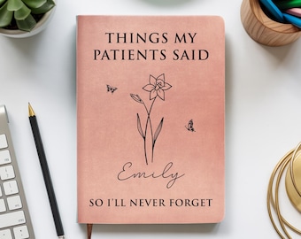 Personalized Things My Patients said Leather Journal – Custom Scrabble Name Notebook, Employee Appreciation