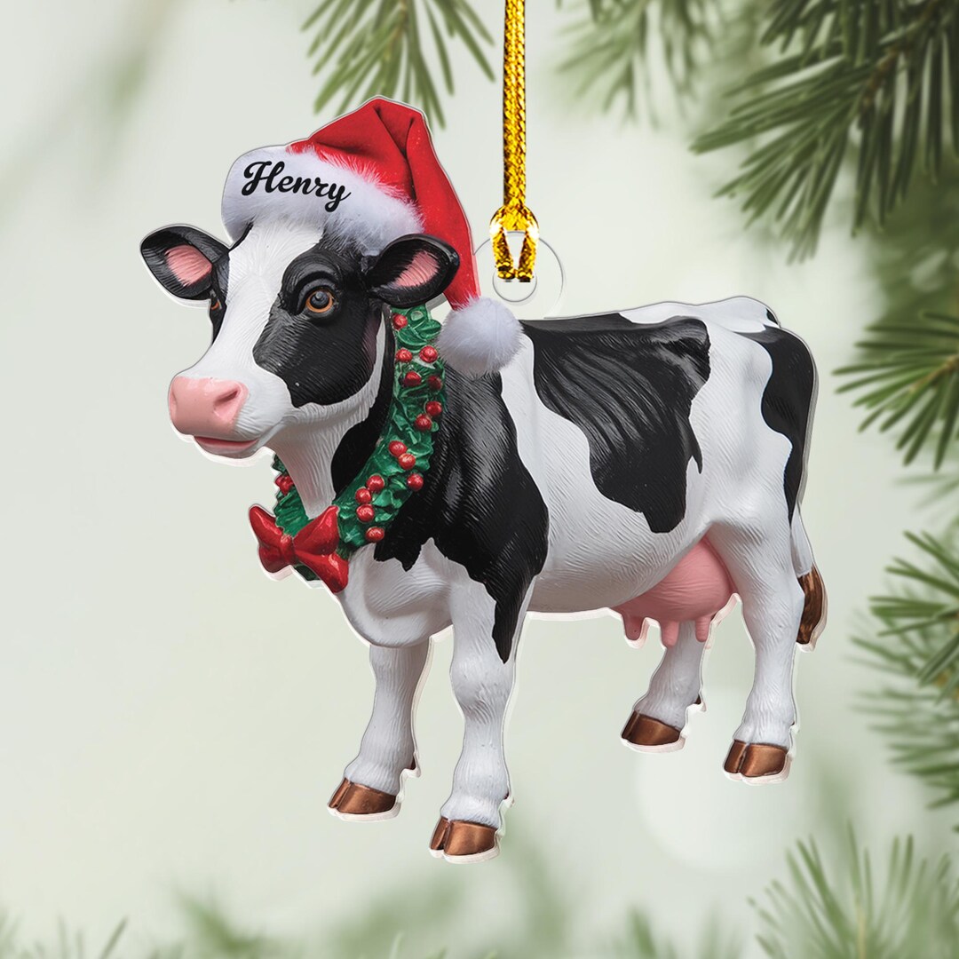 Cow Custom Custom Dairy Cow Ornament, Personalized Farm Animal Decoration ...
