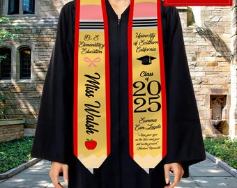 Estola de graduación de lápiz: Banda de maestro personalizada de la generación de 2025