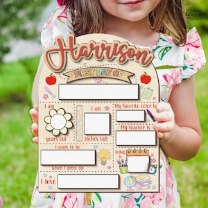 Customized First And Last Day School Sign, Kindergarten 1st Day of School Sign, First Day School Wooden School Board, Back to School Sign