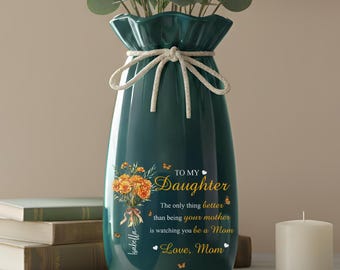 Personalized Daughter Flower Vase, To My Daughter Gift from Mom, Custom Name Ceramic Vase, New Mom Gift, Mother Daughter Keepsake Home Decor
