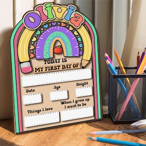Customized First And Last Day School Sign, Kindergarten 1st Day of School Sign, First Day School Wooden School Board, Back to School Sign