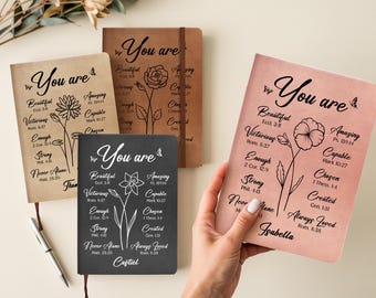 Personalized Christian Journal for Her, Bible Scripture Study Journal, Prayer Notebook, Religious Journal  Gift For Catholics