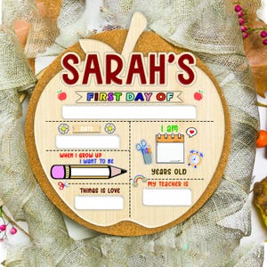 Custom First Day of School Sign, Back to School Photo Prop, First Day of Kindergarten Sign, 1st Day of Preschool Board, Back to School Board