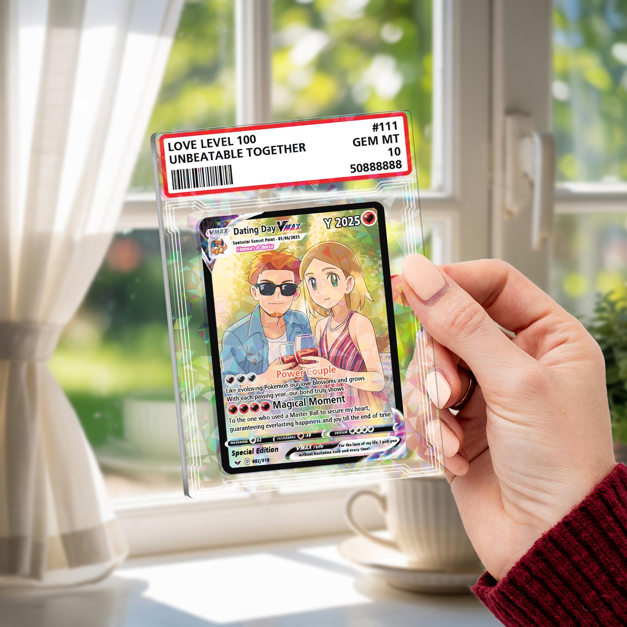 Personalized Poke Love Acrylic Card, Custom Anime Couple Gift With ...