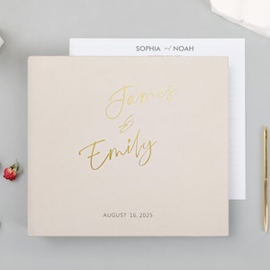 Wedding Album With Foil Gold Lettering, Personalized Photo Guest Book, Instax Wedding Book, Photo Booth Album