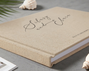 Personalized Linen Wedding Guest Book, Hardcover Memory Album