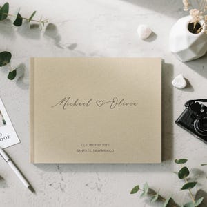 Lniany album na zdjęcia Polaroid, spersonalizowana księga gości weselnych, album ze zdjęciami zaręczynowymi i rocznicowymi, pamiątka ślubna, księga gości weselnych