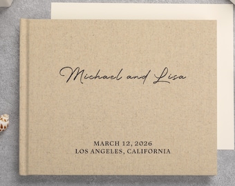 Personalized Linen Wedding Guest Book | Handmade Keepsake Album