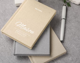 Personalized Linen Wedding Vow Books, Couple Keepsake, Set of 2