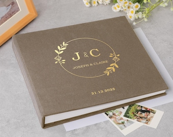 Personalized Linen Wedding Guest Book | Photo Album Keepsake