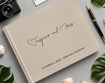 Custom Linen Wedding Guest Book, Anniversary Photo Album