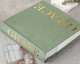 Personalized Twill Cotton Slip-In Wedding Photo Album, Holds 200 4x6 Photos