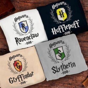 Embroidered Wizard House Sweater, Vintage HP Wizarding World,Universal Vacation Sweatshirt, Perfect Gift for Friends & Family ESN163.H-166.H