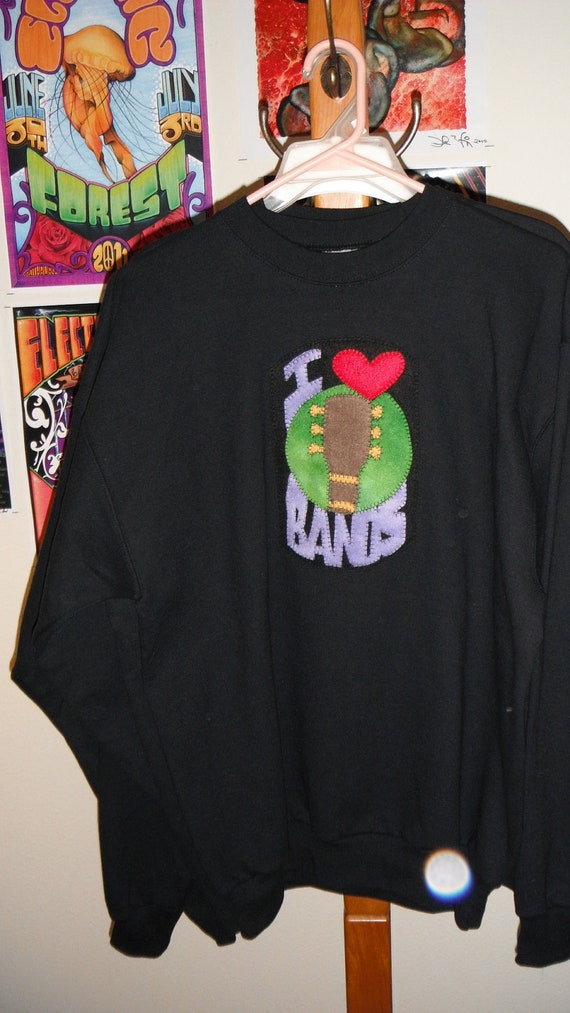 Items similar to I love bands applique sweatshirt on Etsy