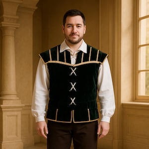 Men’s Renaissance Nobleman Costume – Velvet Doublet and Breeches for Tudor Reenactment, Theater, Ren Faire and Cosplay Events