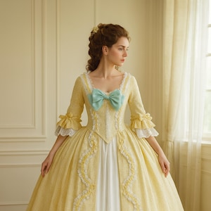 Yellow Rococo Gown, 18th Century Dress for Marie Antoinette Cosplay, Baroque Costume for Theater, Ball or Historical Reenactment
