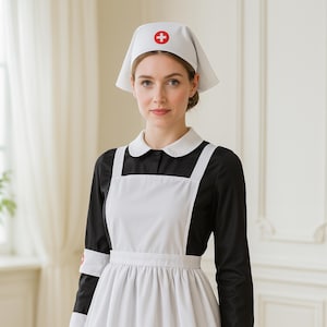 Victorian Nurse Costume: Vintage Apron Dress - Historical Cosplay