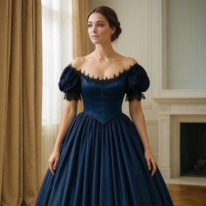 Victorian Dress for Cosplay or Reenactment – Elegant Rococo Gown for Masquerade Ball, Theater, Renaissance Fair & Events