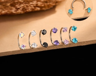 Petit fer à cheval F136 en titane 20 g - Cerceau nasal scintillant pour piercing du cartilage, du tragus ou de l'hélice - Options multicolores, 1 pièce