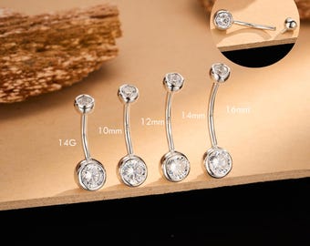 Piercing para el ombligo en plata de ley 925 de 14 g (10/12/14/16 mm), con rosca interna.