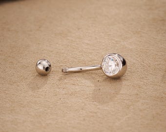 Anneau de ventre en argent sterling 925 – 14 g (10/12/14/16 mm), bijoux de piercing au nombril, avec filetage externe