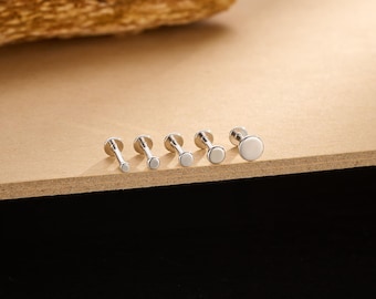 925 Sterling Silver Disc Stud Earrings | Minimalist Push Back Earrings | 16G & 18G | Lobe, Helix, Tragus, or Conch Piercings