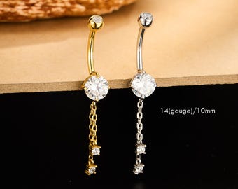 Bague pour nombril pendante en argent sterling 925 – 14 g 10 mm, piercing au nombril, cadeau pour elle