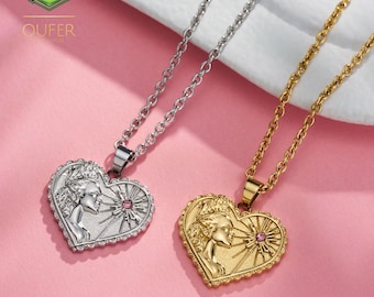 Wicked x Oufer Glinda Portrait Heart Necklace, Official IP Collaboration