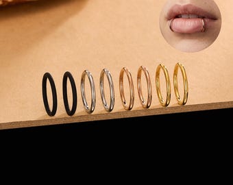2 Stück 16G Lippenring Set, Silber / Gold / Roségold / Schwarz Clicker, Labret Monroe Medusa Ashley, Knorpel Conch Helix Creolen
