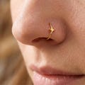 20G Surgical Steel Star Clicker Nose Ring, Thin Hinged Nostril Hoop, 7mm\/8mm Cartilage Helix Daith Rook Jewelry, Gold\/Silver
