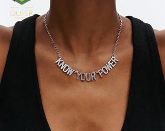 Wicked x Oufer “Know Your Power” Necklace, CZ Letter Necklace, Musical Jewelry, Gift for Her
