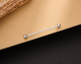 925 Sterling Silber Industrial Barbell - 14G 35/38 mm Ohrpiercing Schmuck, Knorpelsteg, Ohrgerüst, silberfarbener Barbell