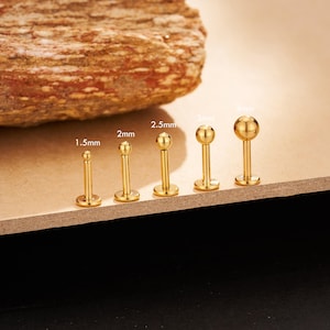 Pair of Implant Grade Titanium Tiny Ball Earrings – 16G/18G/20G Push Back Studs for Lobe, Helix, Conch, Tragus, Push Pin Jewelry, Flat Backs